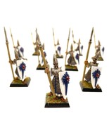 High Elf Warriors Regiment 10 Painted Miniatures Spearmen Warhammer - $239.34 CAD