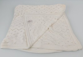 Koala Baby Htf White Knit Blanket Sweater Cotton Lovey Pointelle 2010 30&quot;×40&quot; - £47.60 GBP