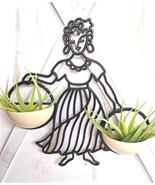 Plastic Black Wall Pocket Hanging Of A Woman Holding Two White Pots. 12X... - £15.69 GBP