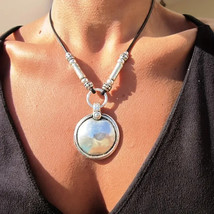 Egyptian Hammered Disc Pendant Necklace Silver - $14.19