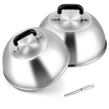 Cheese Melting Dome Set Of 2(12 Inch), Large Stainless Steel Basting Cover For G - £31.26 GBP