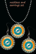 Miami Dolphins Football  earrings &amp; necklace set great gift Fast Shipping - $9.16