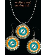 Miami Dolphins Football  earrings &amp; necklace set great gift Fast Shipping - $9.16