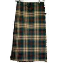 Vintage moffat weavers scotland Brown green pleated plaid skirt EU Size 14 US XS - £27.12 GBP