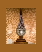 Moroccan modern table lamp in brass, night light, lampshade, bedside lam... - $220.00