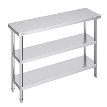 VEVOR Stainless Steel Work Table 14x48x34 in, 3 Storeys, 2 Adjustable Un... - $118.99