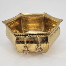 Vintage Brass Planter Hexagonal Made In India 3.5&quot; x 8&quot; - $16.35