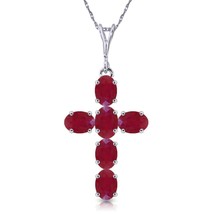 1.5 Carat 14K Solid White Gold Cross Gemstone Necklace Natural Ruby 14&quot;-24&quot; - £321.82 GBP