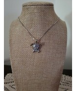 Turtle Pendant Necklace ~ Turtle Design ~  Silver Hardware ~ White Opal ... - £11.77 GBP