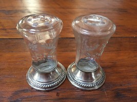 Vtg Antique 1900s Sterling Silver Rogers Floral Glass Salt Pepper Shaker... - $59.99