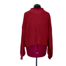 Bp Sweater Red Pomegranate Women Size Large Balloon Sleeves Cable Mock Neck - £24.08 GBP