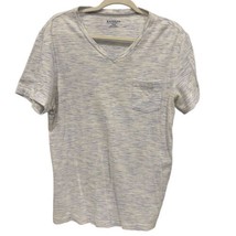 Express Men&#39;s White Gray Blue V Neck Casual Stretch Space Dyed T-Shirt Medium - £8.27 GBP