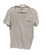 EXPRESS Men&#39;s White Gray Blue V Neck Casual Stretch Space Dyed T-Shirt M... - £8.16 GBP