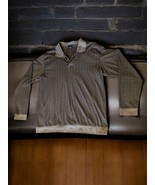 Vintage KnightsBridge Men XL Long Sleeve Golf Polo Black Gold Squares Co... - $262.48 MXN