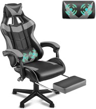 Soontrans Grey Gaming Chairs With Footrest,Ergonomic Computer Game, Galaxy Grey - $148.99