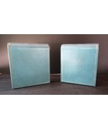 Vtg Blue w Silver Accents A&amp;M Leatherline Bookends Genuine Leather Den D... - $29.99