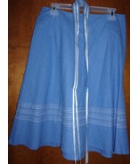 Covington Sky Blue Linen Skirt With Embroidered Accents &amp; Matching Belt ... - €6,07 EUR