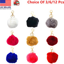 3/6/12 Pcs Fluffy Fur Pom Pom Keychain, Soft Faux Furlike Ball, Random Colors - £6.22 GBP+
