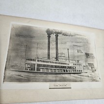 Ruth Steamship Paddle Wheeler Photo 7.8&quot;W X 5.2&quot;H mounted on cardboard - £22.37 GBP