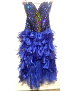 Vintage Size 10 Womens 1908&#39;s Peacock Strapless Beaded Bodice Dress - €16,95 EUR