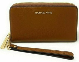 NWB Michael Kors Jet Set Phone Case Wallet Wristlet Brown Leather $198 Dust Y - £69.11 GBP