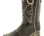 Boys Kids Black Leather Work Crocodile Design Rodeo Western Cowboy Boots... - £44.64 GBP