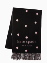 Kate Spade Black Wool Cashmere Logo Dot Oblong Scarf Nwt + Gift Receipt - £68.12 GBP