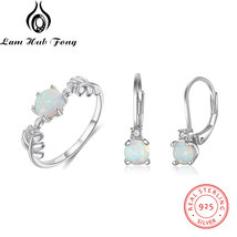 3 Pcs/set 925 Silver Opal Jewelry Sets Women Necklaces Rings Earrings Sets Korea - £22.16 GBP
