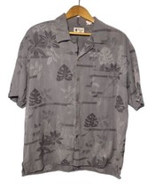 Vintage Silk Brand Hawaiian Shirt Mens Size XL Gray Tropical Coconut But... - £13.46 GBP