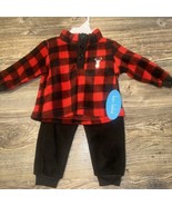 Bon Bebe Boys 2 Pc Shirt Pants Outfit Size 12m. Black/Red Fleece. NWT. 5 - $244.33 MXN