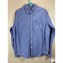 American Eagle Shirt Mens Button Up Mens Blue Long Sleeve Classic Fit Large - $409.56 MXN