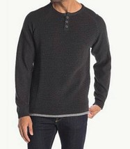 Weatherproof Vintage Mens Gray 100% Cotton Ottoman Stitch Henley Sweater Size XL - £14.89 GBP