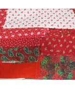 Christmas Fabric Cranston Cats Candy Cane Sleigh Poinsettia Rocking Hors... - $5.00+