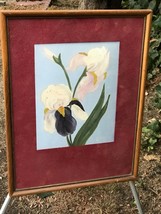 Henry Laforet Original 1950 Mid Century Modern Vintage Oil On Silk Signed Floral - £383.69 GBP