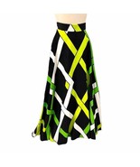 VTG RETRO Leona Finland Muoti-Tuote Green Lattice Maxi Cotton Skirt 70s S/M C28 - $221.86