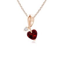 ANGARA Natural 0.25 Ct AAA-Grade Heart-Shaped Garnet Ribbon Pendant in 14K Gold - $395.10