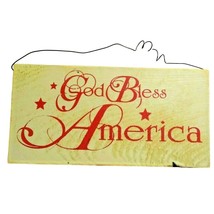 God Bless America Patriotic Hanging Sign Stars Natural Wood 11 x 5.5-in Rustic - £9.58 GBP