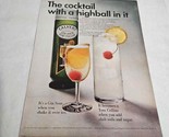 Calvert Gin Sour Tom Collins Cherry Cocktail Highball Vintage Print Ad 1968 - $9.98