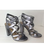 Sam Edelman Yardley Womens Size 6 Metallic Silver Leather Strappy Sandal... - £38.65 GBP