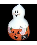 Halloween Ghost and Jack O Lantern Pumpkin Gourd Hand Painted Artist Sig... - £55.03 GBP