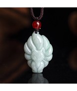 100% Grade A Real Authentic Burma Jade Craving Bake Kitsune Pendant Neck... - $698.25 MXN