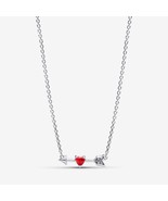 925 Sterling Silver Arrow &amp; Murano Glass Heart Necklace 50CM  393669C01-50 - $35.94 CAD