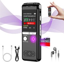 128Gb Digital Voice Recorder: 9216Hrs Voice Activated Recorder With, Pas... - $32.99