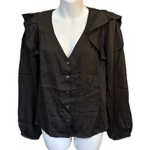 Marine Layer Rory Ruffle Sleeve Blouse Charcoal Size Large New with tags - $33.66