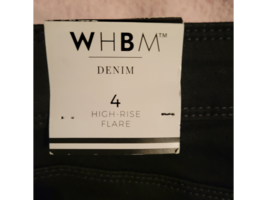 NWT Women&#39;s WHBM Black High Rise Flare Denim Jeans with Gold Accents Size 4 - £23.79 GBP