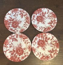 Royal Stafford Floral Peony Red Dinner Plates Set Of 4 New - £62.75 GBP