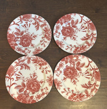 Royal Stafford Floral Peony Red Dinner Plates Set Of 4 New - £63.38 GBP