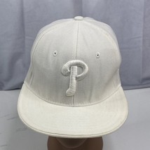 Philadelphia Phillies Hat Baseball Cap Flat Fitted Size 7 Hatco All Whit... - £36.53 GBP