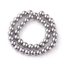 42 Silver Beads Electroplated Glass Beads 8mm BULK Beads Wholesale - £3.38 GBP