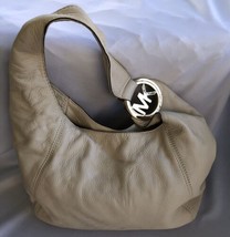 Michael Kors Fulton L Hobo Bag Beige Soft Leather Tote Shoulder  - £42.35 GBP